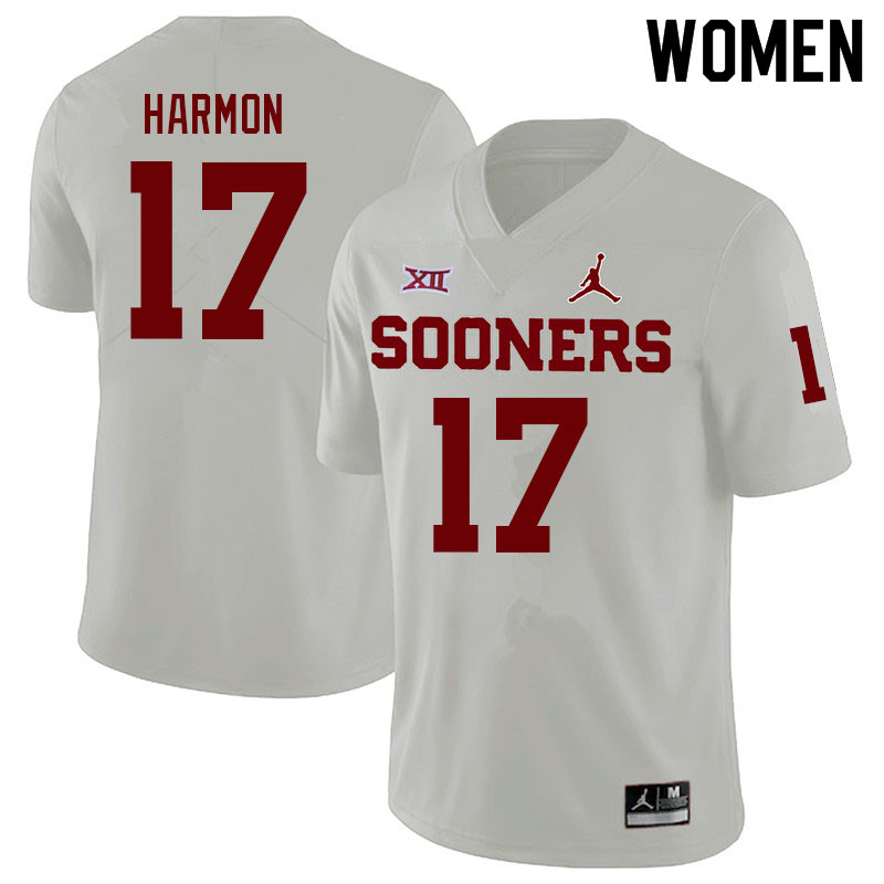 Women #17 Damond Harmon Oklahoma Sooners College Football Jerseys Sale-White
